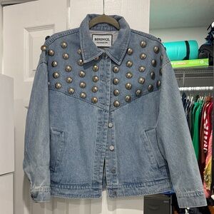 Berenice Studded Light-Blue Denim Jean Jacket